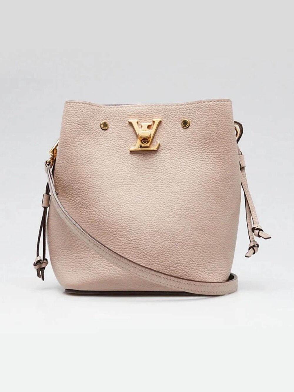 Louis Vuitton Greige Leather Nano Lockme Bucket Bag